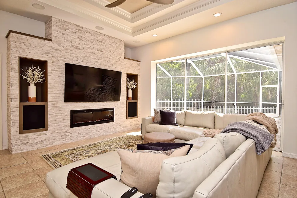 Layered Stone Accent Wall with Fireplace by Gilbert Design Build - Photo 4