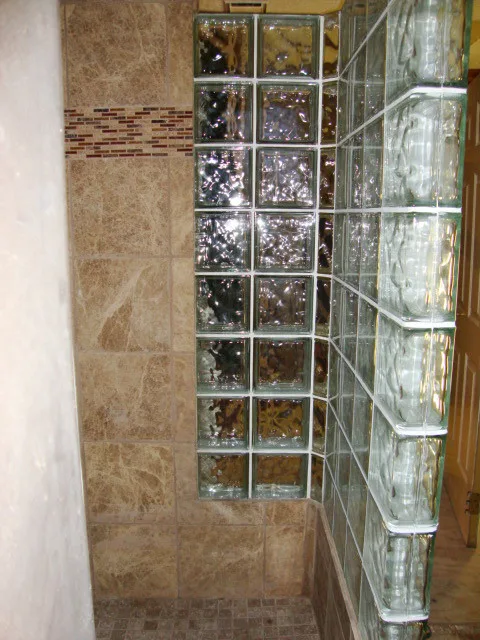 Glass Block Enclosure for Travertine Shower by Fix Spokane - Photo 5