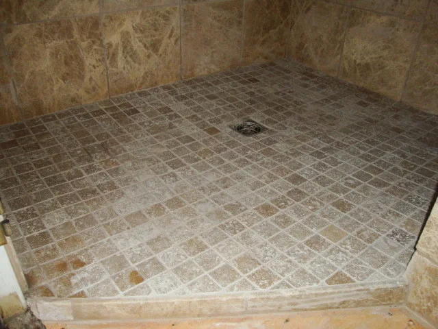 Glass Block Enclosure for Travertine Shower by Fix Spokane - Photo 2
