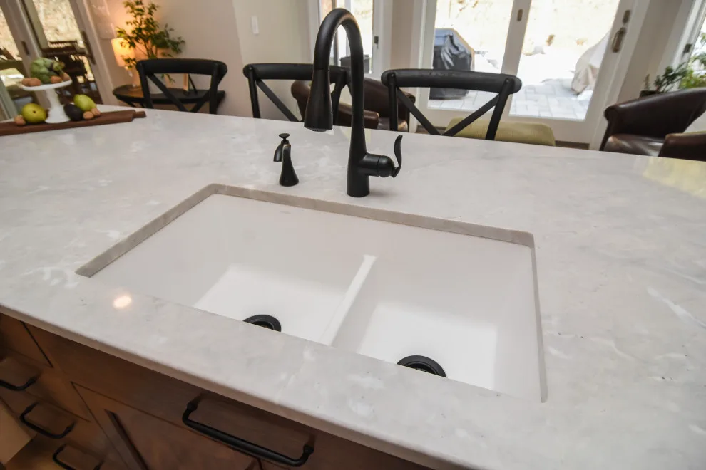 White and Walnut Kitchen Transformation by Taylor Made Cabinets, Leominster MA - Photo 5