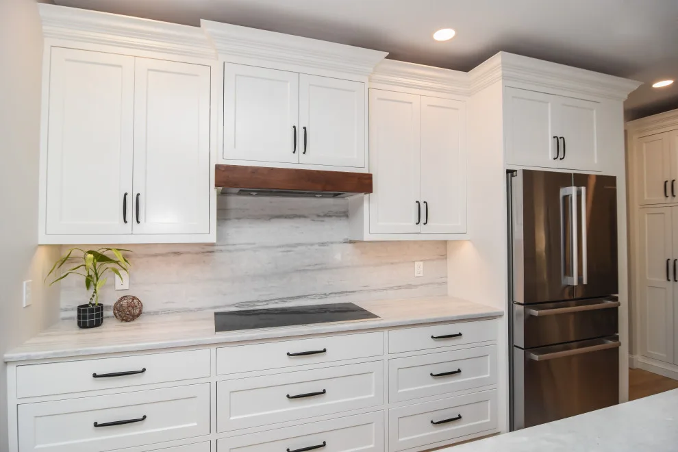White and Walnut Kitchen Transformation by Taylor Made Cabinets, Leominster MA - Photo 8