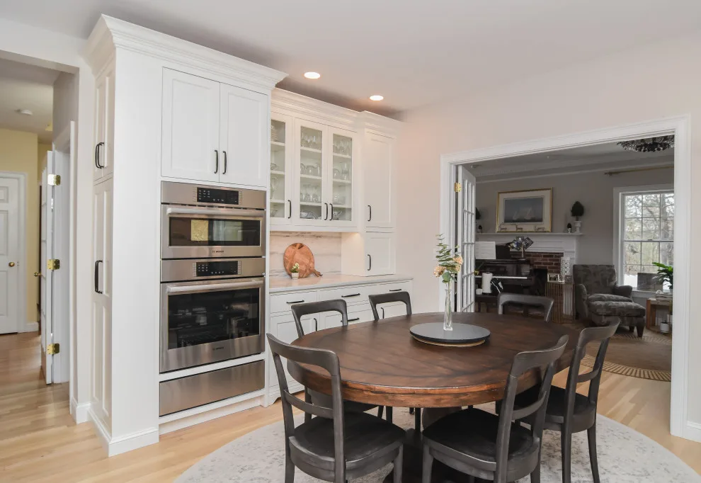 White and Walnut Kitchen Transformation by Taylor Made Cabinets, Leominster MA - Photo 4