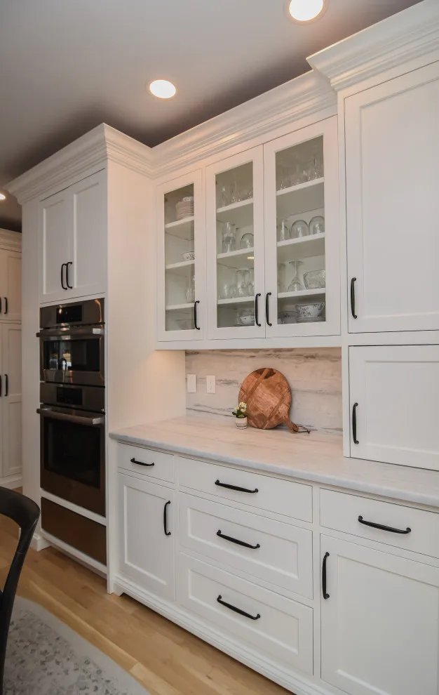 White and Walnut Kitchen Transformation by Taylor Made Cabinets, Leominster MA - Photo 3