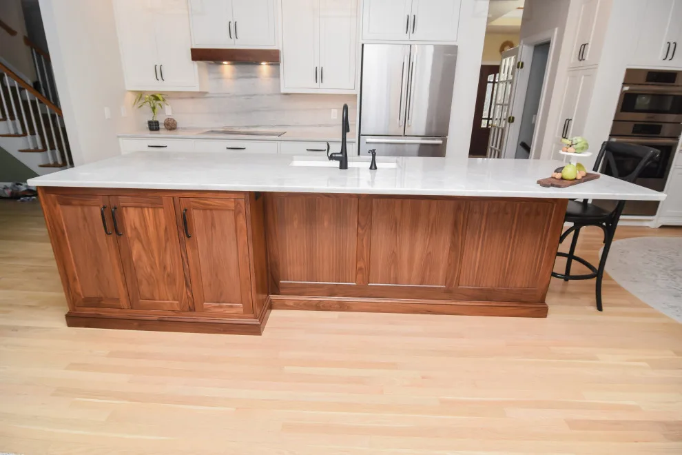 White and Walnut Kitchen Transformation by Taylor Made Cabinets, Leominster MA - Photo 12