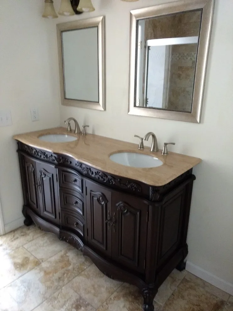 Travertine Restroom by C.F. Master Craft Construction LLC - Photo 3