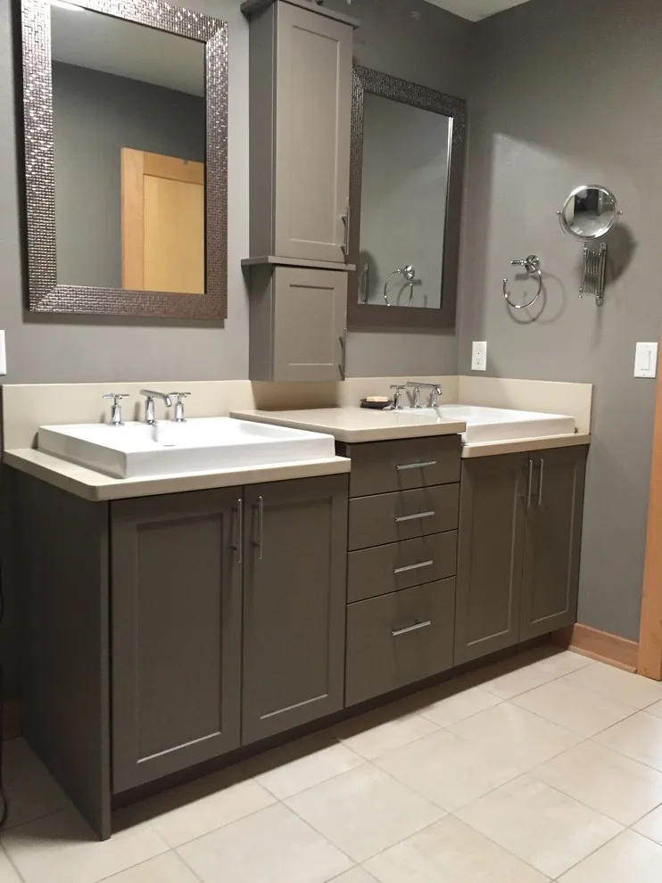Laminate Umber Refacing for Shaker Style Vanity by Kitchen Solvers Of Madison - Photo 2