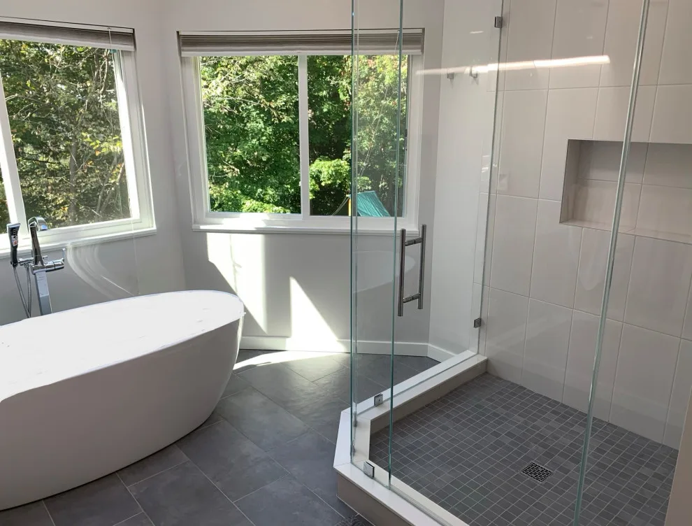 Contemporary Bathroom Renovation by K & M Flooring-Renovations Inc. - Photo 5