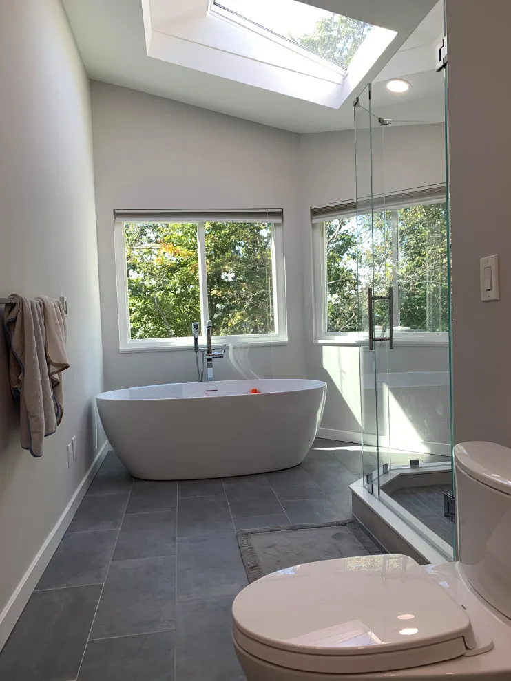 Contemporary Bathroom Renovation by K & M Flooring-Renovations Inc. - Photo 6