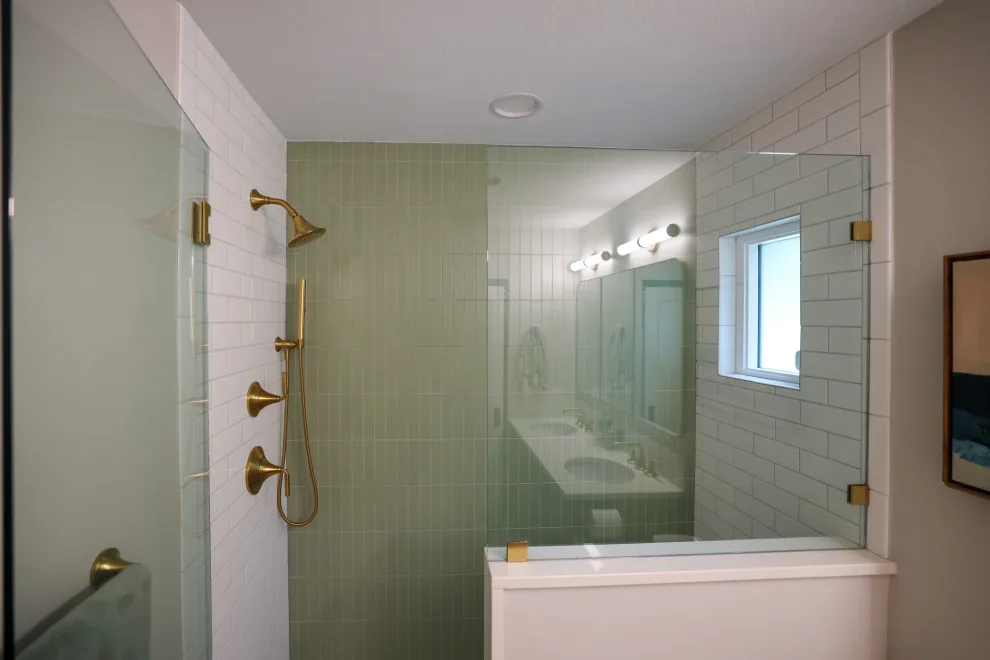 Cozy Walnut and Brass Main Bathroom Escape by KCBR Design | Remodel - Photo 5