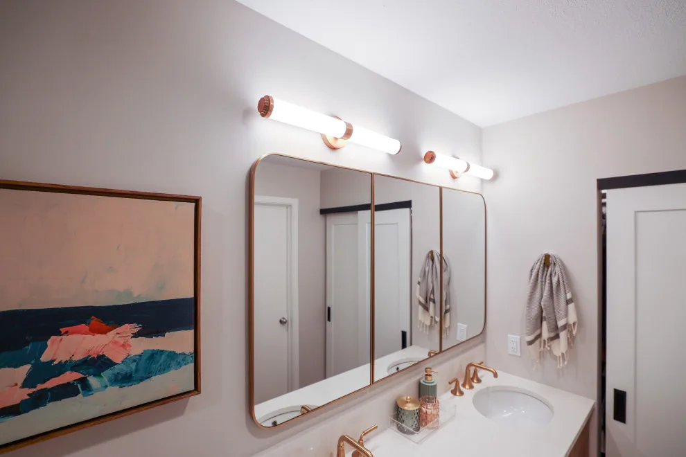Cozy Walnut and Brass Main Bathroom Escape by KCBR Design | Remodel - Photo 2
