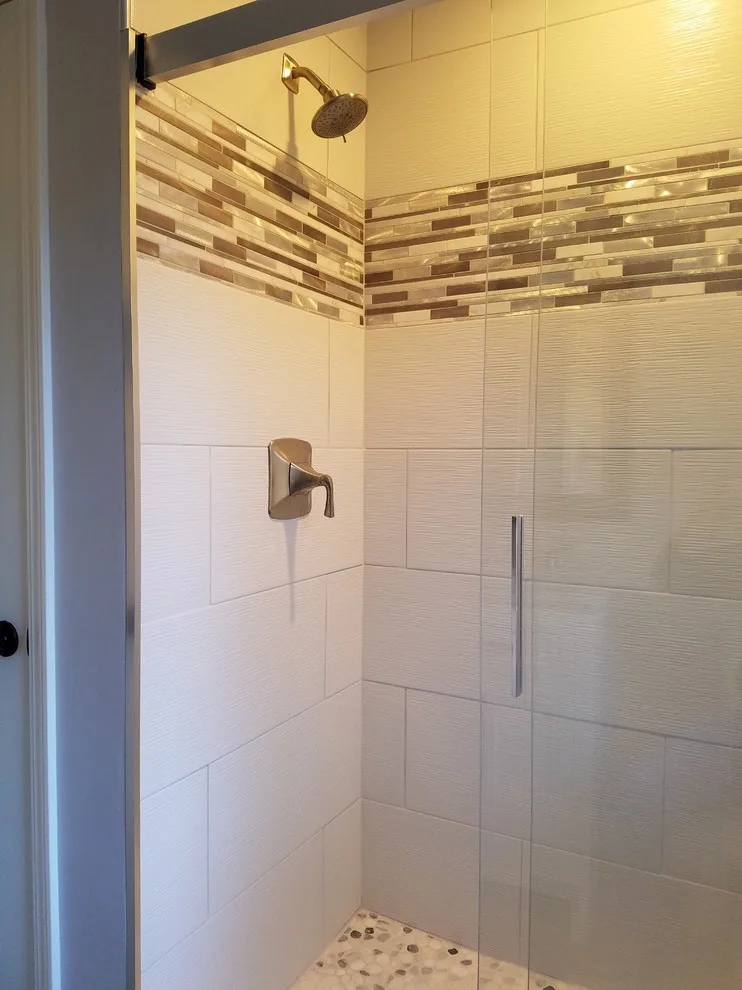 Custom-Built Shower with White 12x24 Tiles by Paramount Tile Design - Photo 4