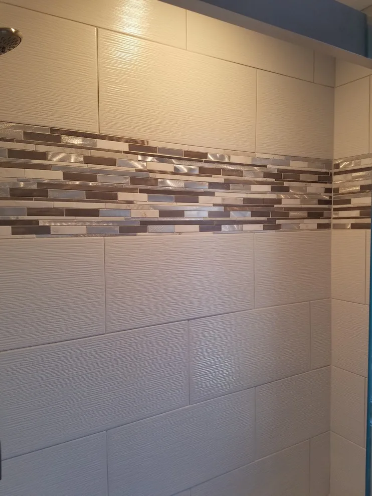 Custom-Built Shower with White 12x24 Tiles by Paramount Tile Design - Photo 12