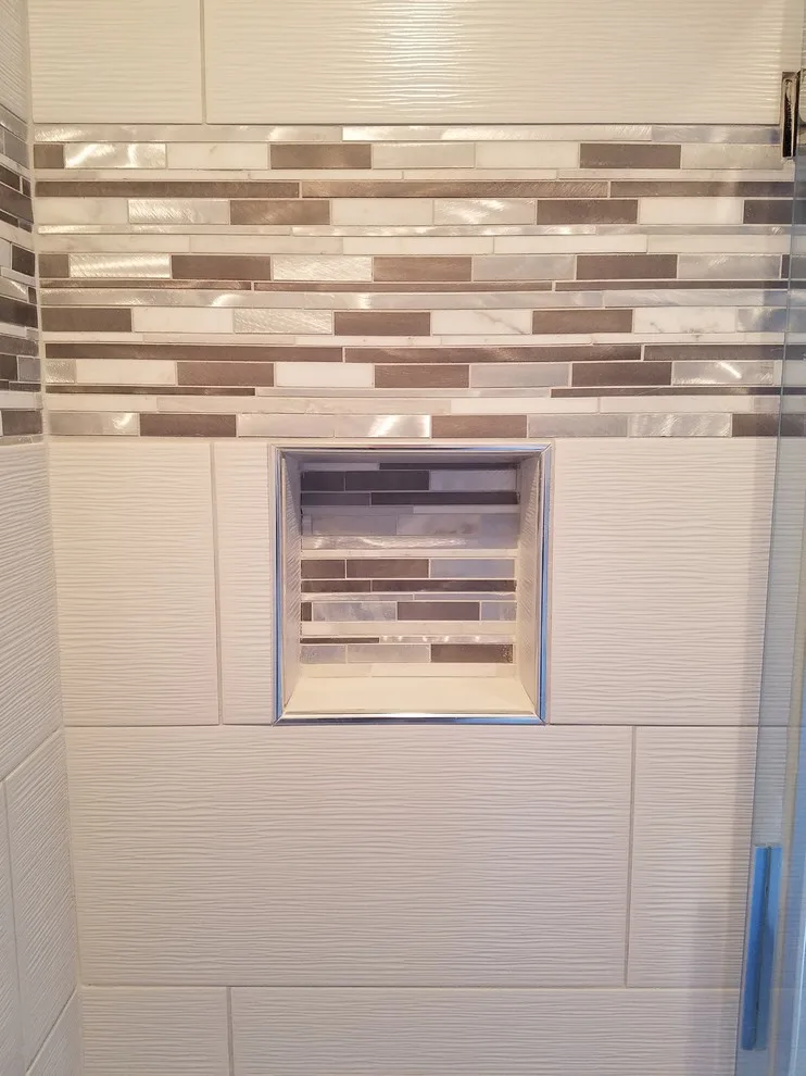 Custom-Built Shower with White 12x24 Tiles by Paramount Tile Design - Photo 5