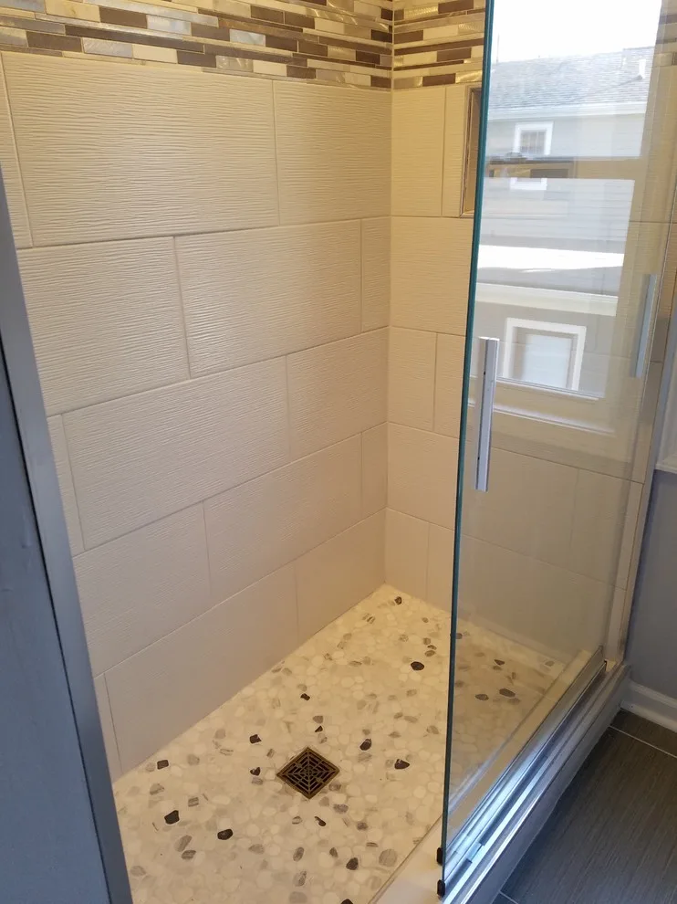 Custom-Built Shower with White 12x24 Tiles by Paramount Tile Design - Photo 3
