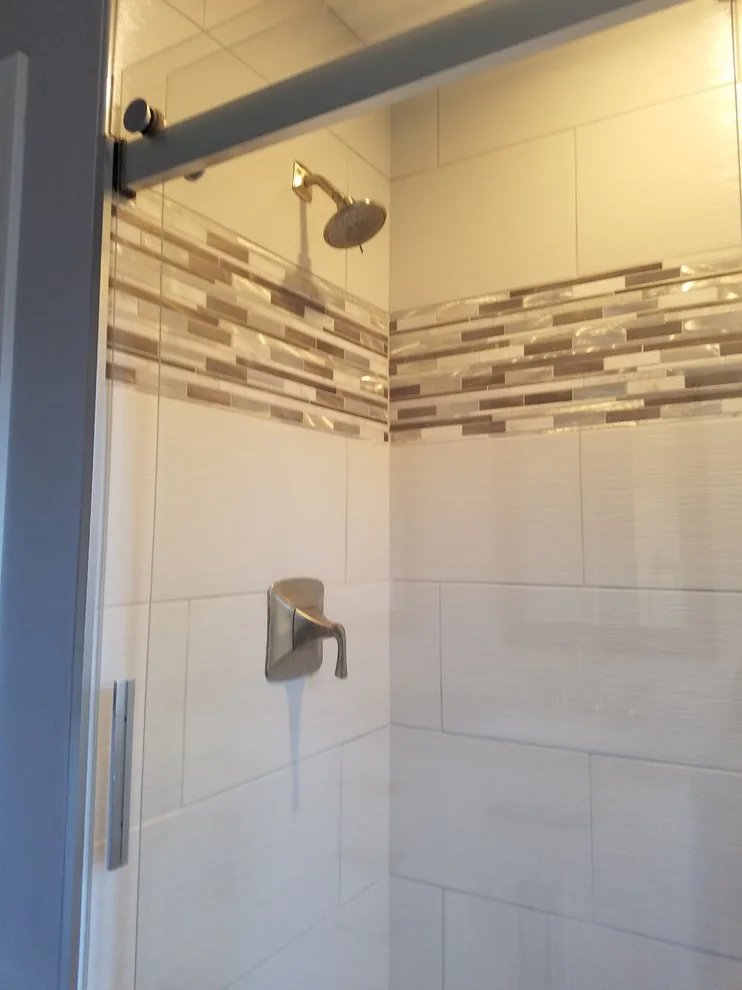 Custom-Built Shower with White 12x24 Tiles by Paramount Tile Design - Photo 11