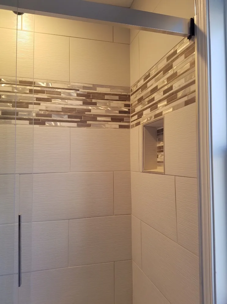 Custom-Built Shower with White 12x24 Tiles by Paramount Tile Design - Photo 15