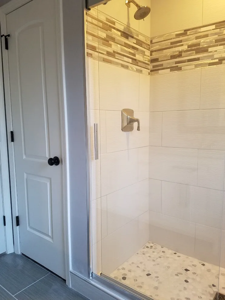 Custom-Built Shower with White 12x24 Tiles by Paramount Tile Design - Photo 19