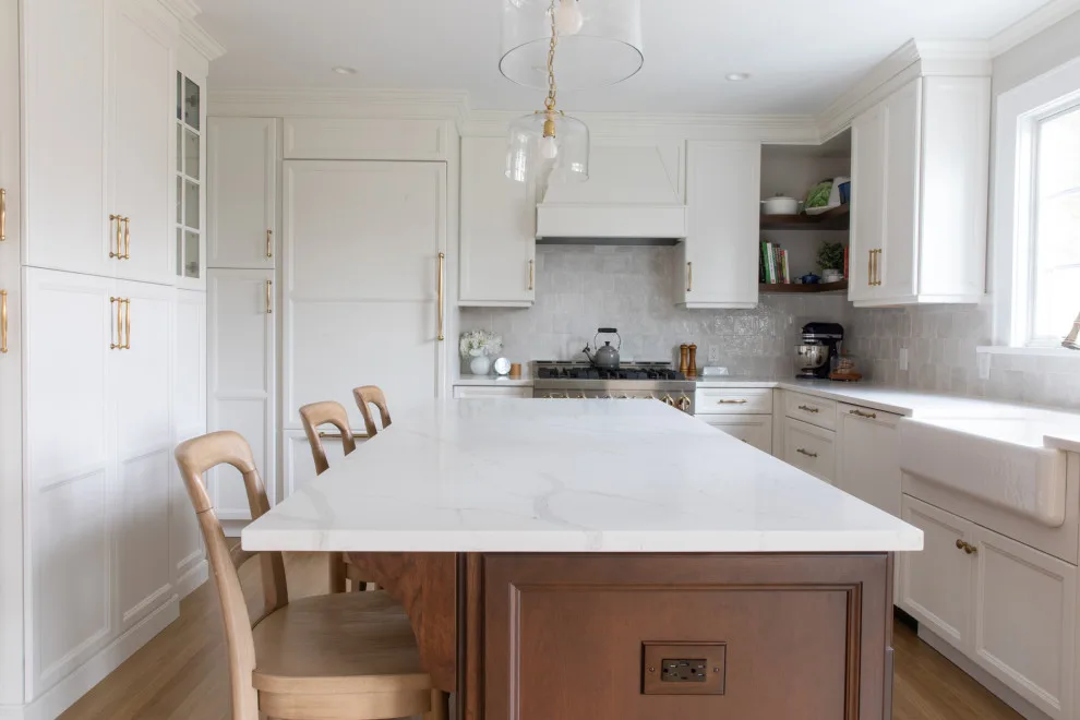 Madison, NJ Kitchen Expansion with White and Wood Elements by Robinwood Kitchens - Photo 2