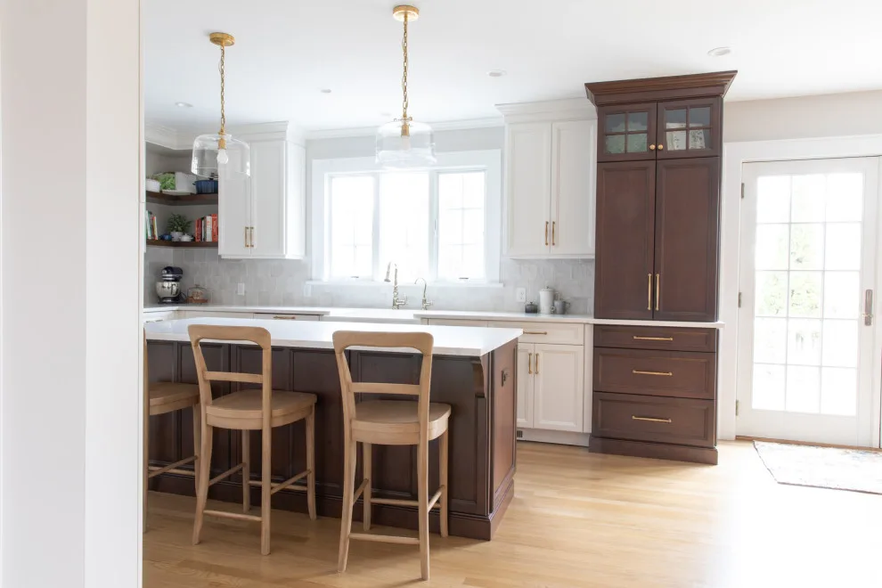 Madison, NJ Kitchen Expansion with White and Wood Elements by Robinwood Kitchens - Photo 6