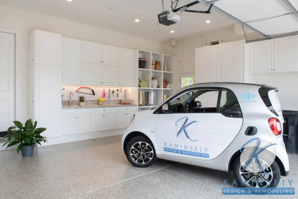 Contemporary White Garage by Kaminskiy Design And Remodeling - Photo 7