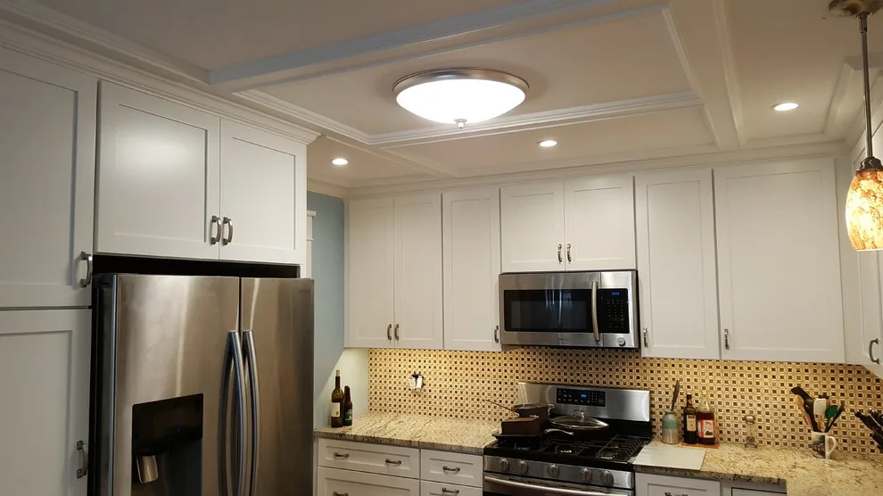 Coffered Ceiling White Shaker Kitchen Renovation by Straight Edge Construction Group - Photo 2