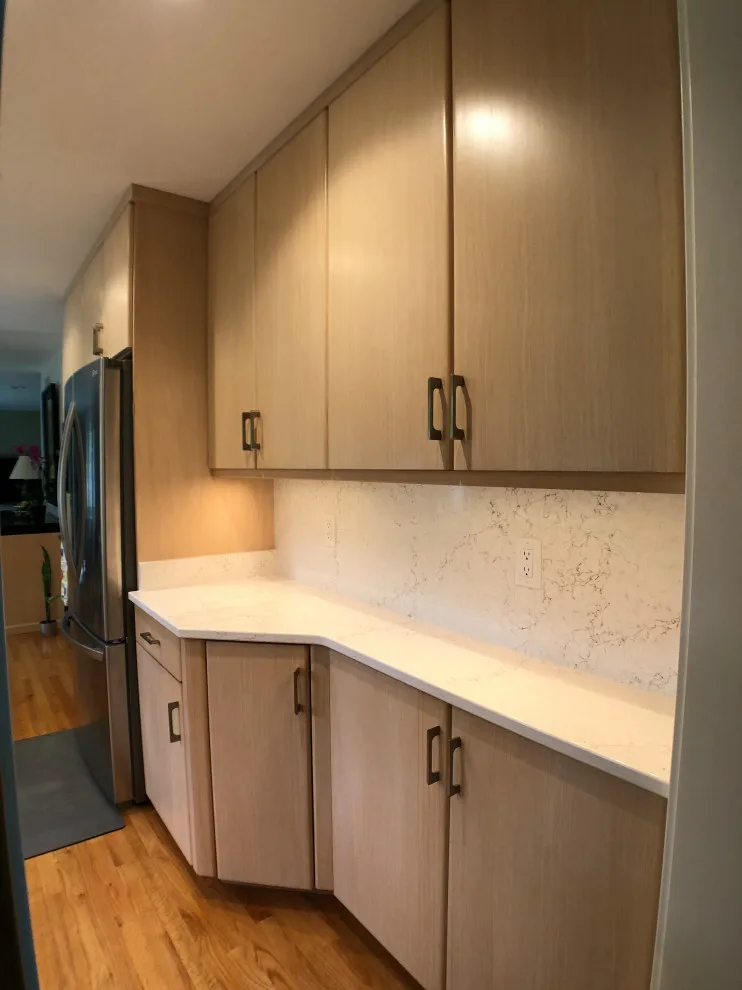 Kitchen Renovation with Glass Tile and Full-Height Quartz Backsplash by D & L Construction - Photo 2