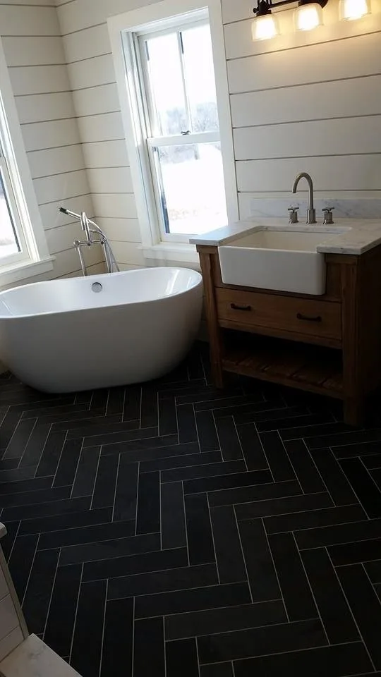 Contemporary Farmhouse Bathroom by Re-Modern Homes Inc/All Aspects Tile And Carpentry - Photo 3