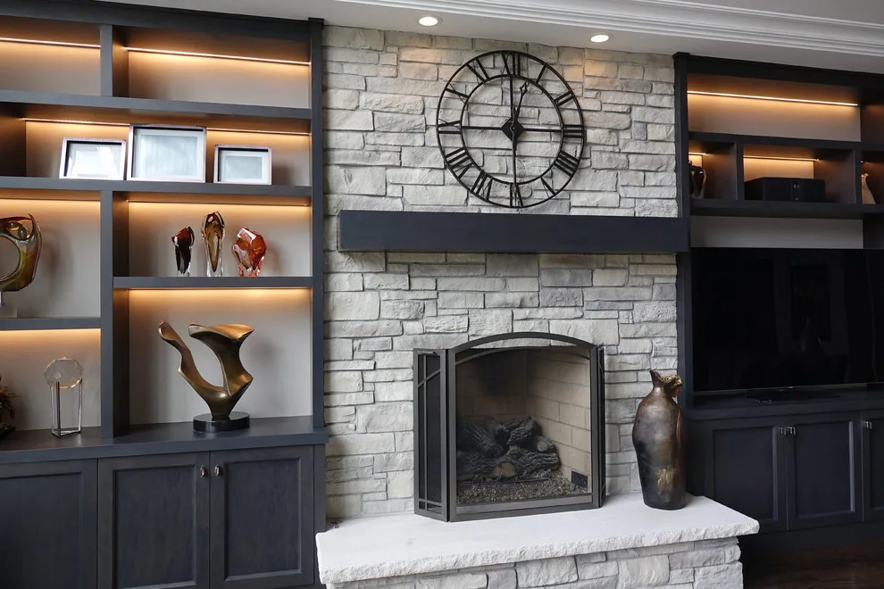 Stone Veneer Fireplaces with Ledge Design by HX Home Solutions And North Star Stone - Photo 3