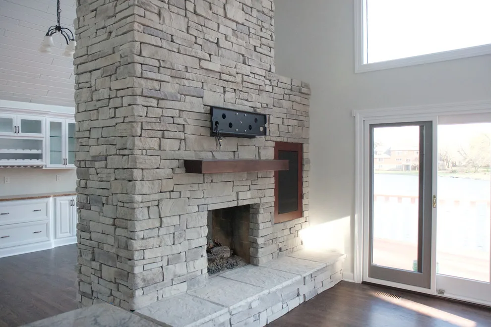 Stone Veneer Fireplaces with Ledge Design by HX Home Solutions And North Star Stone - Photo 2