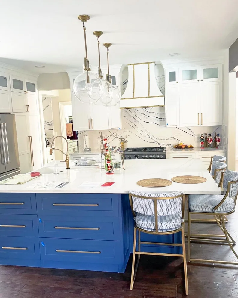 Navy, Gold, and White Kitchen by Amy's Paint And Remodeling Solutions - Photo 6