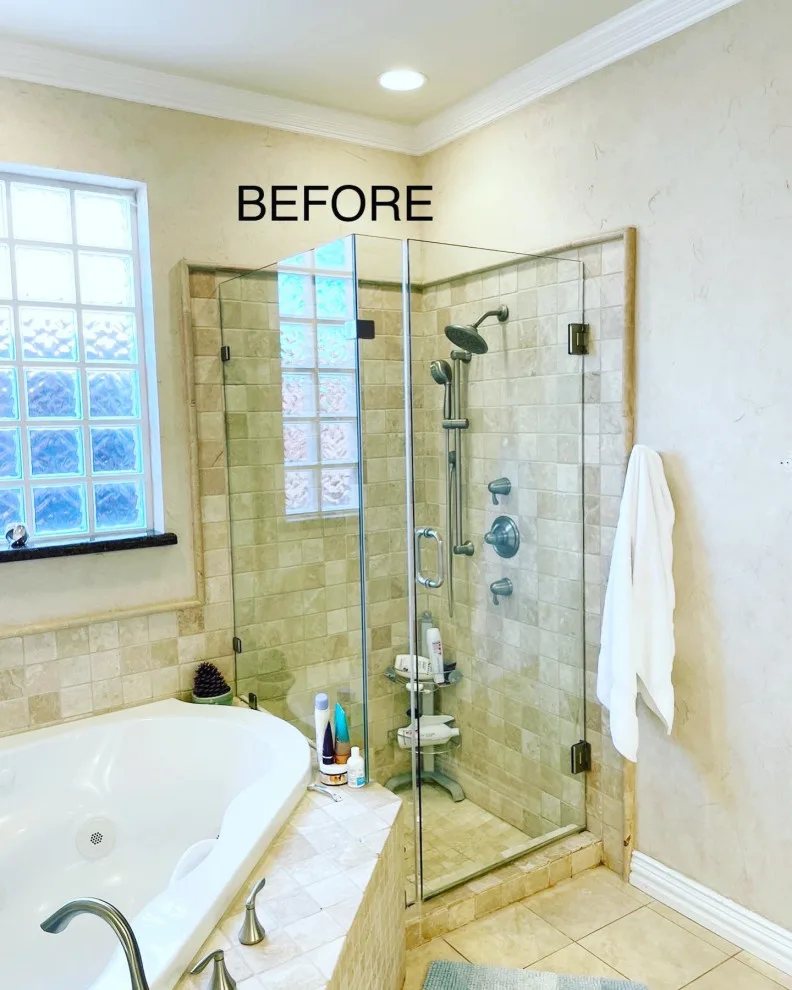 Bathroom with glass tiles by Amy's Paint And Remodeling Solutions - Photo 2