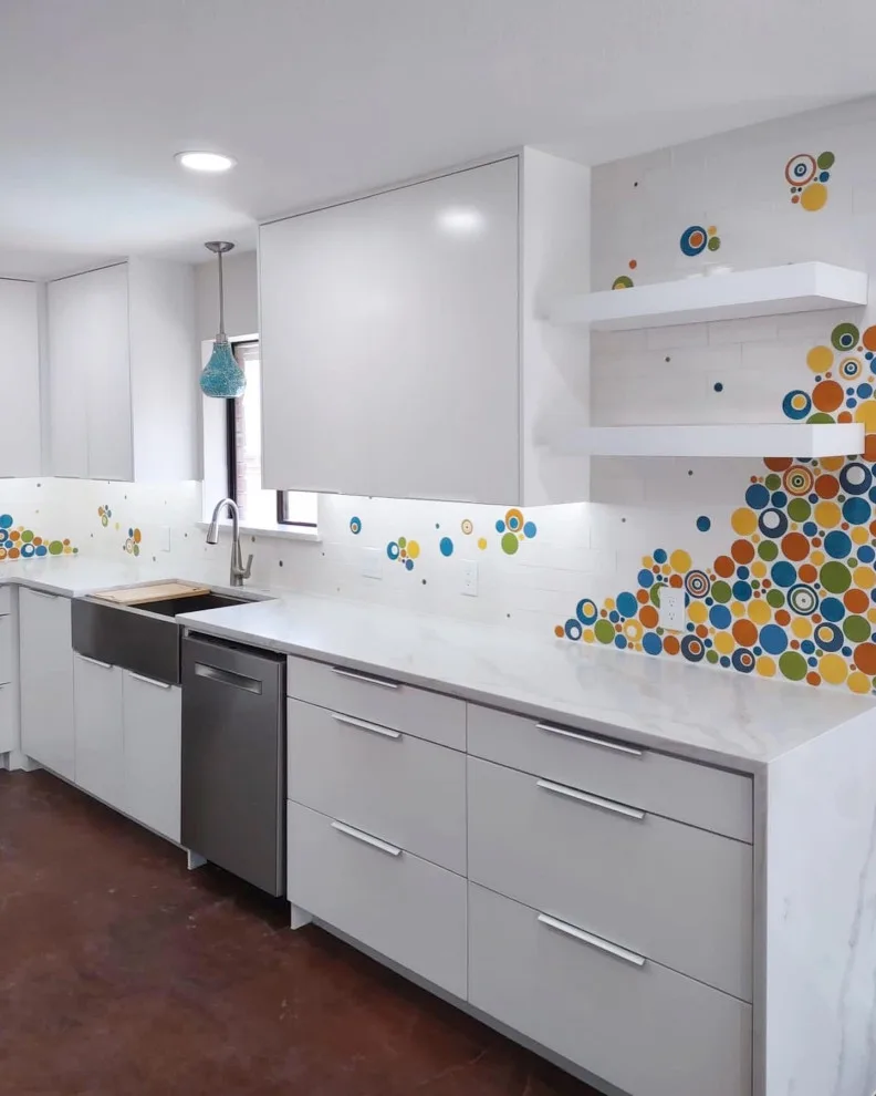 Colorful Kitchen Makeover with Bubble Backsplash by Amy's Paint And Remodeling Solutions - Photo 4