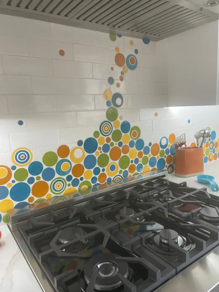 Colorful Kitchen Makeover with Bubble Backsplash by Amy's Paint And Remodeling Solutions - Photo 9