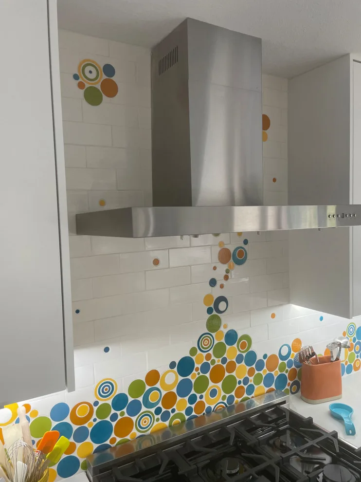 Colorful Kitchen Makeover with Bubble Backsplash by Amy's Paint And Remodeling Solutions - Photo 15