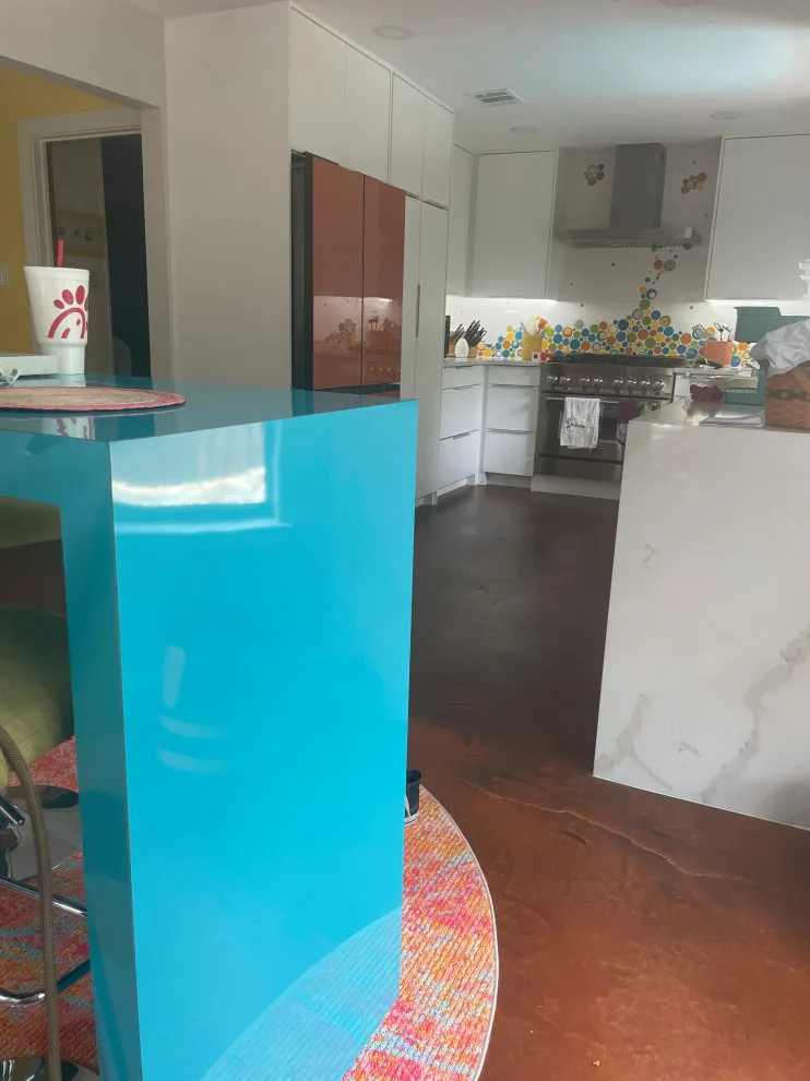Colorful Kitchen Makeover with Bubble Backsplash by Amy's Paint And Remodeling Solutions - Photo 12