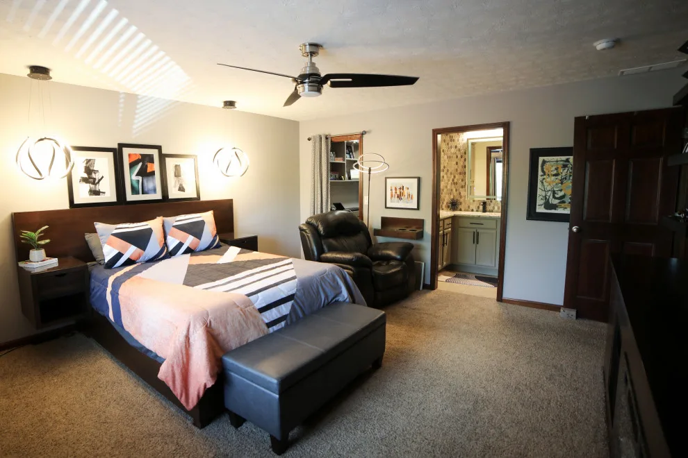Contemporary Custom Bed and Media Unit with Fireplace by Becca Robbins Interior Design - Photo 4