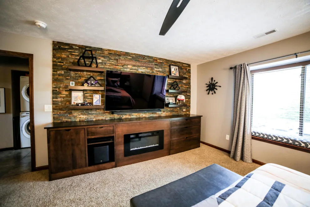 Contemporary Custom Bed and Media Unit with Fireplace by Becca Robbins Interior Design - Photo 2