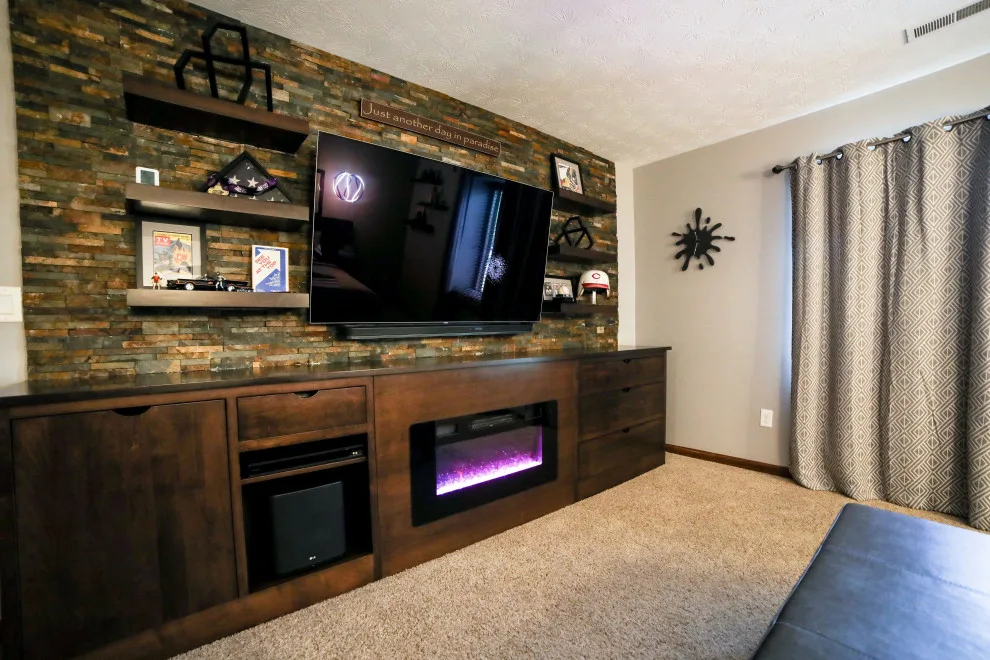 Contemporary Custom Bed and Media Unit with Fireplace by Becca Robbins Interior Design - Photo 9