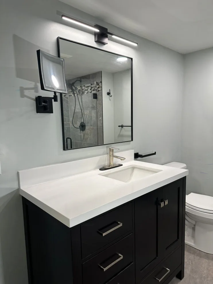 Natural Hued Guest Bathroom by Bonae Interiors - Photo 8