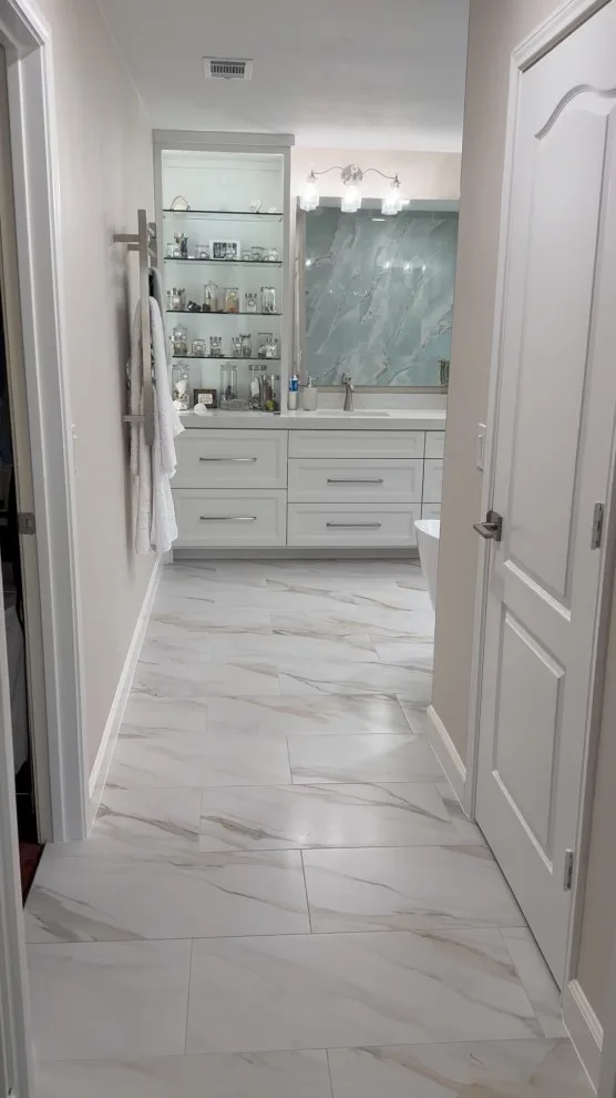 Accessible master bathroom with underfloor heating by Amy's Paint And Remodeling Solutions - Photo 3