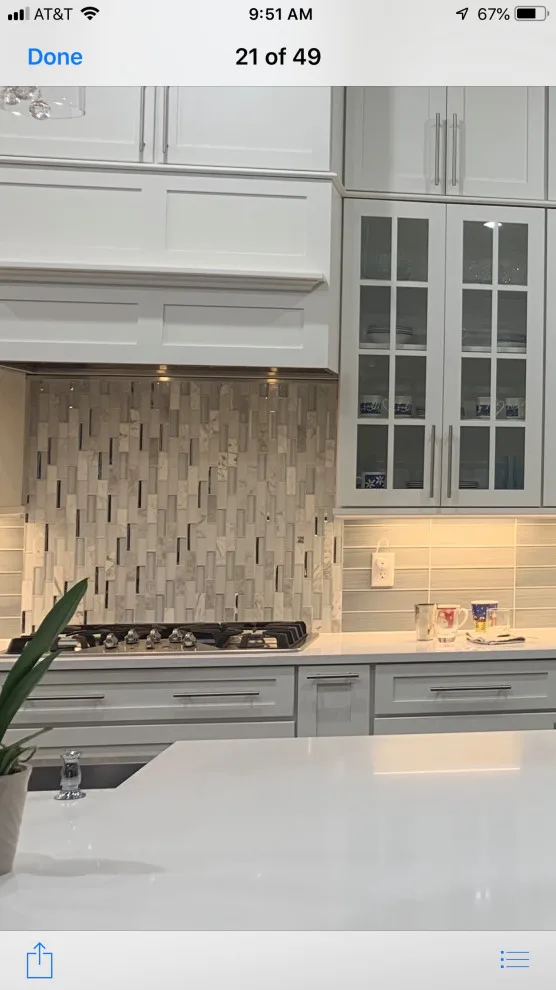 Glass Backsplash in a White Kitchen by Manisha Designs LLC - Photo 4