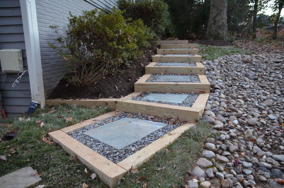 Timber and Flagstone Steps by HEMAX Construction Services & Landscaping, LLC - Photo 2