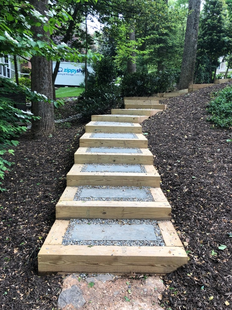 Timber and Flagstone Steps by HEMAX Construction Services & Landscaping, LLC - Photo 4