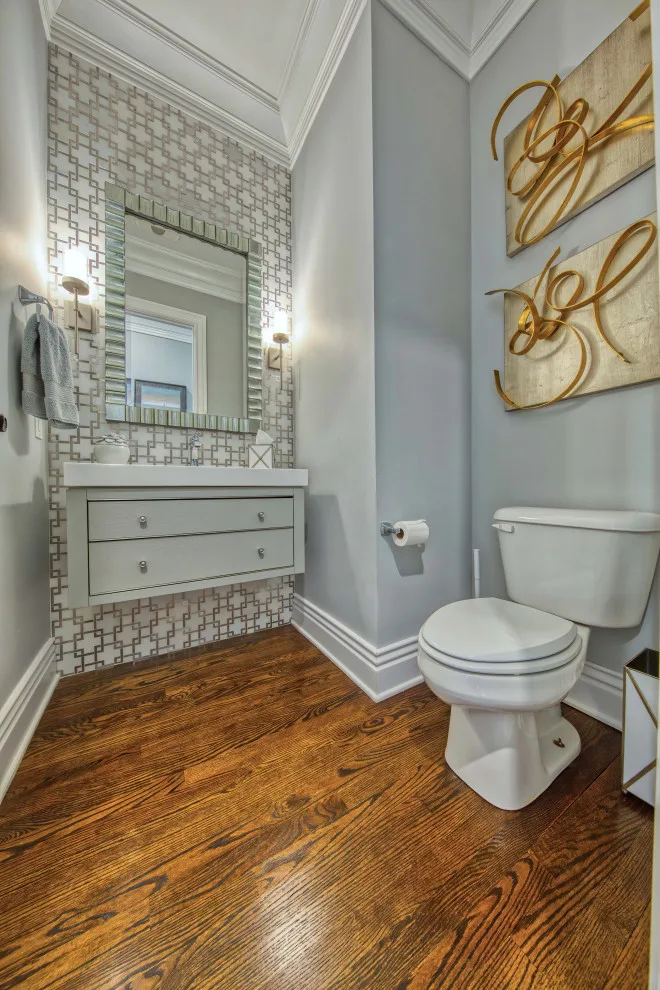 2019: A Powder Room with Tiled Accent Wall by Lisa Lynn Designs Home Store & Design Studio - Photo 2