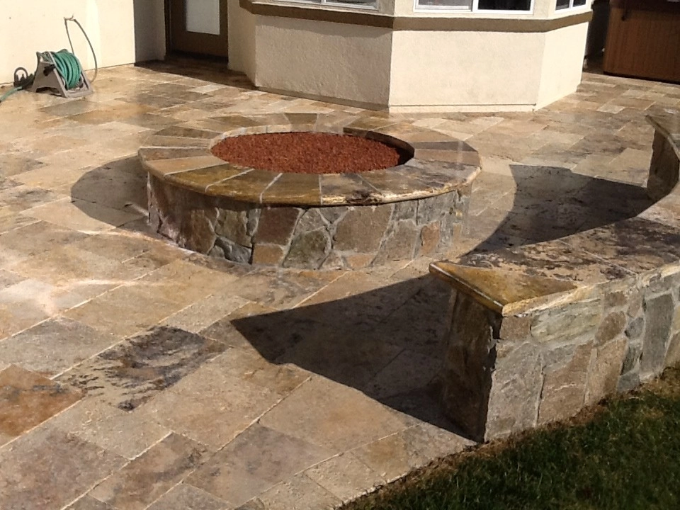 Travertine Patio and Firepit - Fairfield, CA by Home & Garden Construction Group - Photo 3