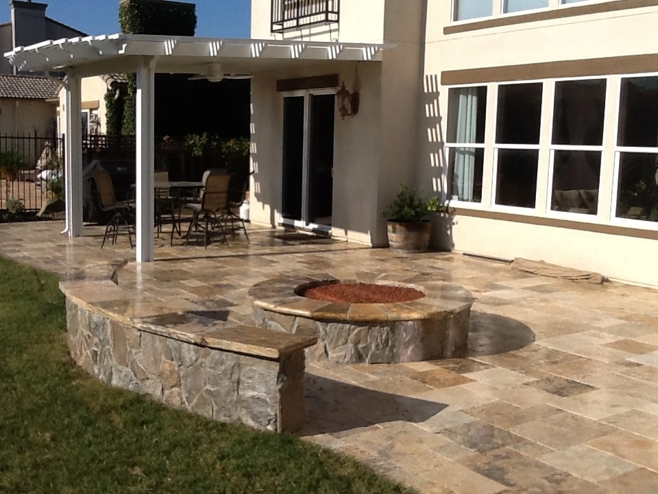Travertine Patio and Firepit - Fairfield, CA by Home & Garden Construction Group - Photo 2