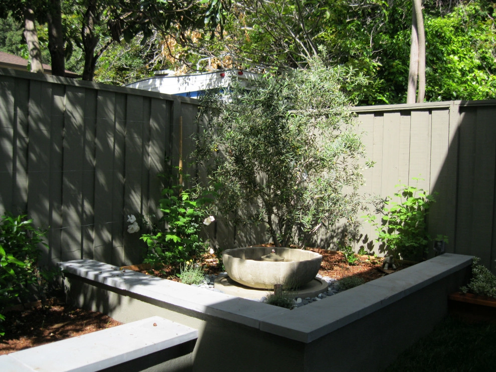 Shady Backyard with Water Feature, Trellis, & Raised Bed by Hortus Design Sustainable Landscapes - Photo 2
