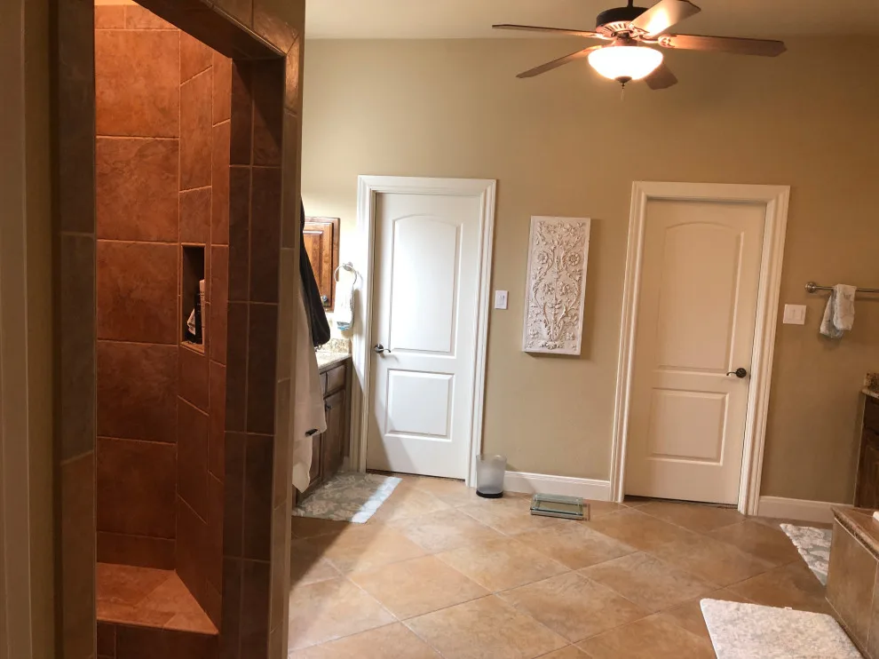 White Bathroom with Wood Flooring by Jana Ward Interiors - Photo 10