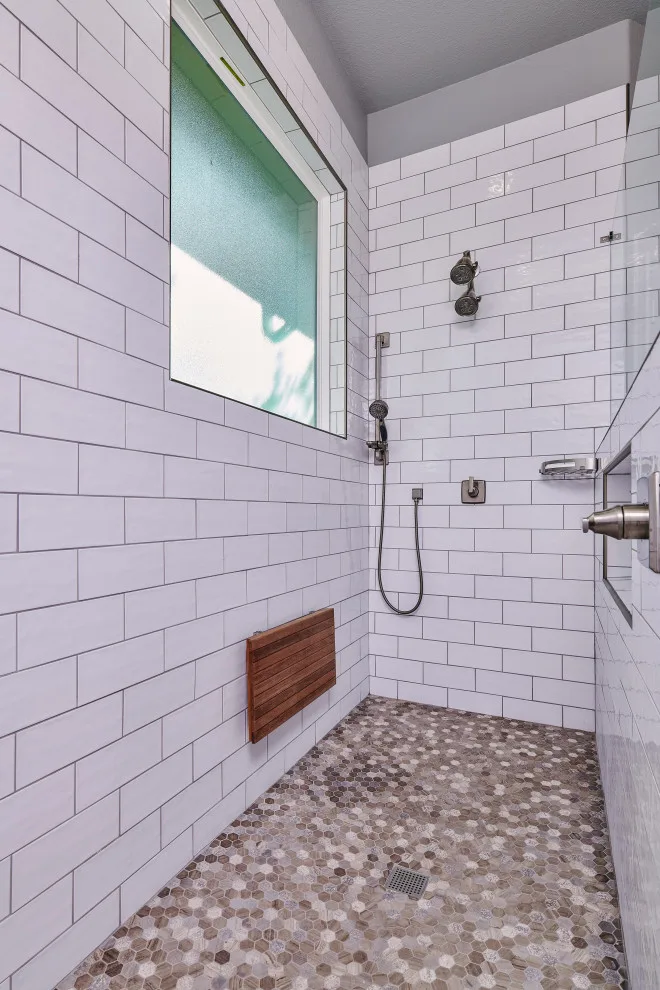 White Bathroom with Wood Flooring by Jana Ward Interiors - Photo 2