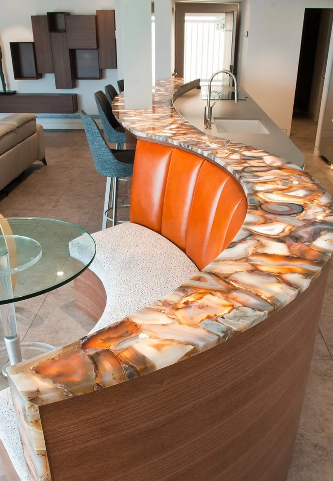 Custom Upper Bar Countertop with Agate Stone by CMG Granite And Stone Inc. - Photo 2
